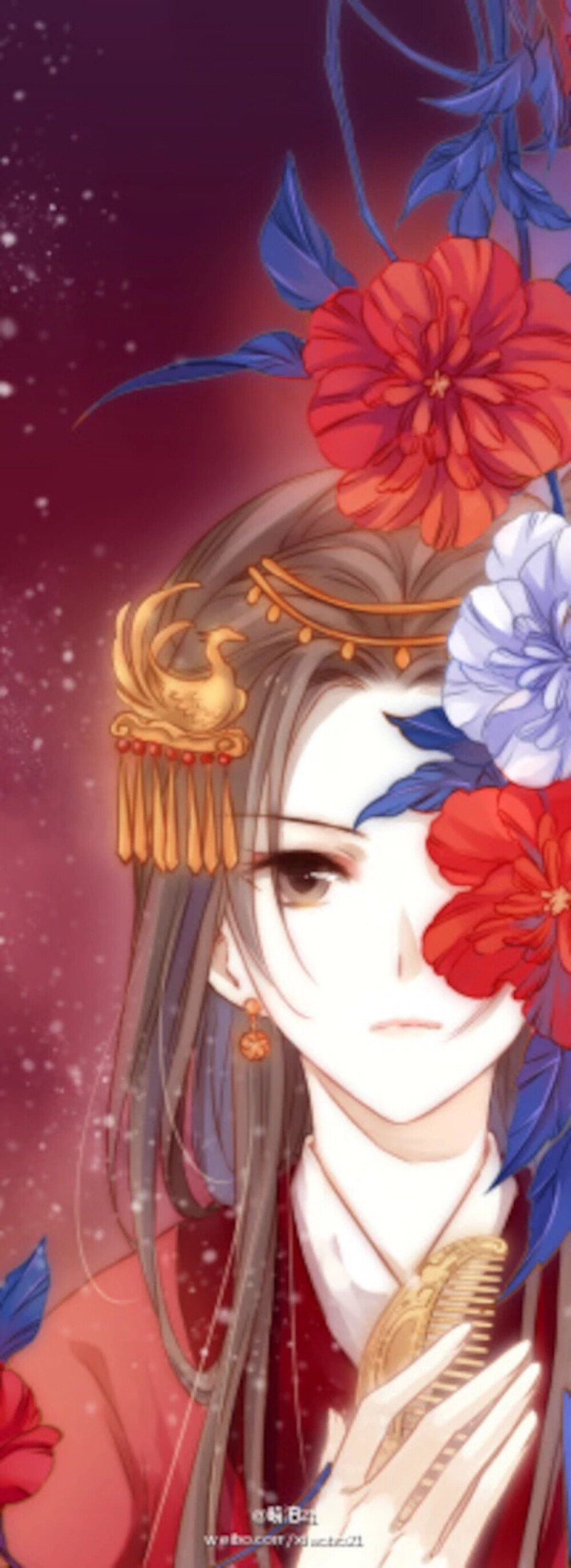 哑舍 玄色 插画by晓泊 留青梳