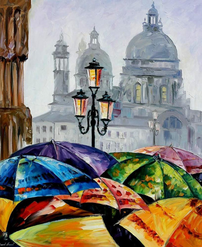 Leonid Afremov 色彩斑斓的伞