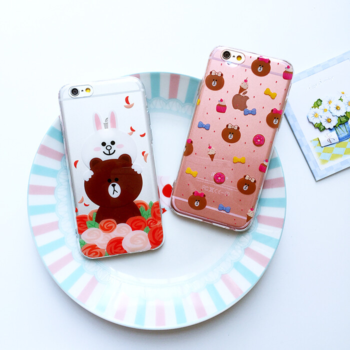 LINEFRIENDS布朗熊可妮兔台湾iPhone6Splus透明保护壳套