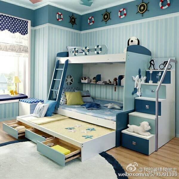 海军风 卧室 复式床 儿童房 设计低调奢华