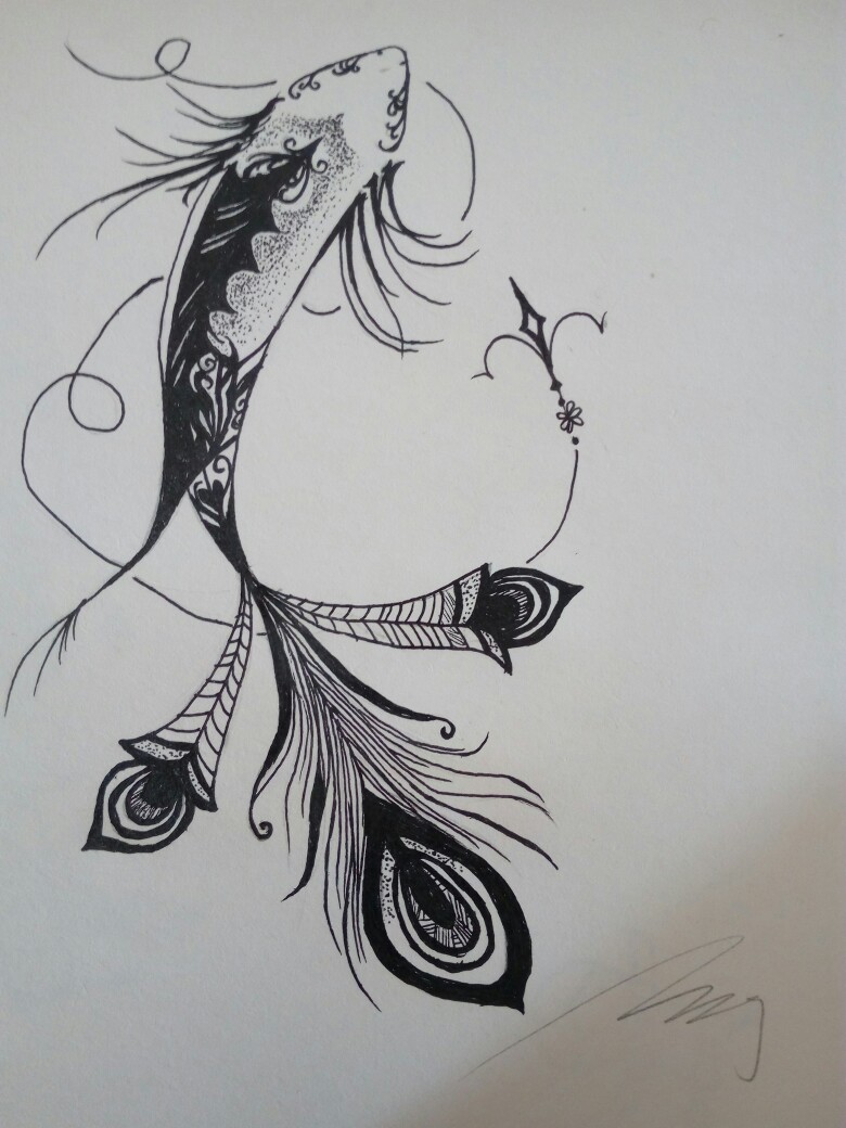 大鱼海棠鲲手绘素描图片