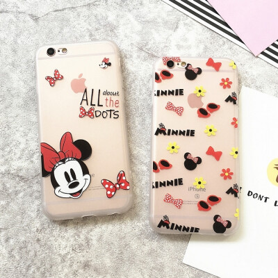 波点米妮图章iphone6splus手机壳苹果6代4.7软硅胶保护套6s薄全包