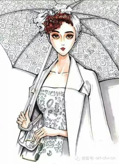 服装头饰发型设计图 素描彩铅绘本