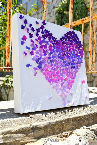Purple Ombre Butterfly Heart/ 3D Butterfly Wall Art / / Nursery Decor /Children's Room Decor / Engagement / Wedding Gift - Made to Order via Etsy
