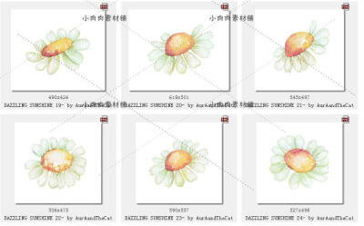 唯美夕阳红彩色铅笔向日葵雏菊手绘免扣手账贴纸设计素材PNG28