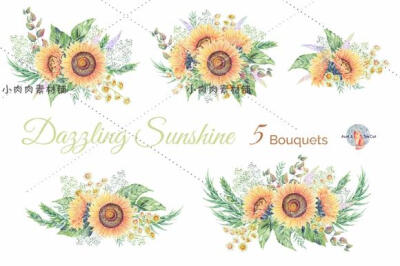 唯美夕阳红彩色铅笔向日葵雏菊手绘免扣手账贴纸设计素材PNG28