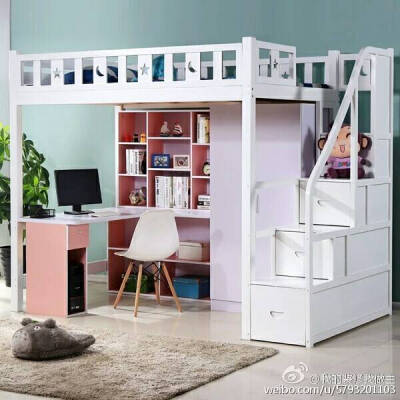 小户型 女生卧室设计 复式床 简约大方 节省空间