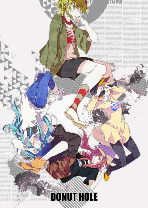歌名：ドーナツホール （Donut hole）
词曲：ハチ（米津玄师）
歌：GUMI 初音ミク 巡音ルカ 镜音リン
