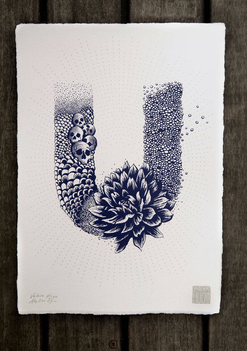 字体设计字母u手绘图片