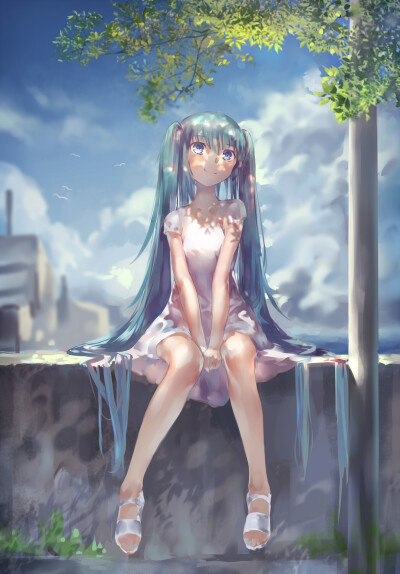 p站 初音未来 v家 少女 意境 壁纸插画°