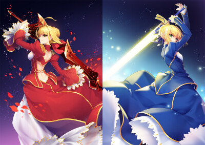 fate extra/ccc/fate grand order 赤saber 尼禄 fate stay night/fate zero saber 吾王 呆毛王