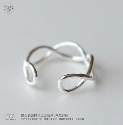 日韩时尚新款的 s925纯银链条编织开口戒指 简约百搭防过敏 戒指尾端圆润平滑，佩戴的时候不容易钩扯衣服，设计简洁自然
