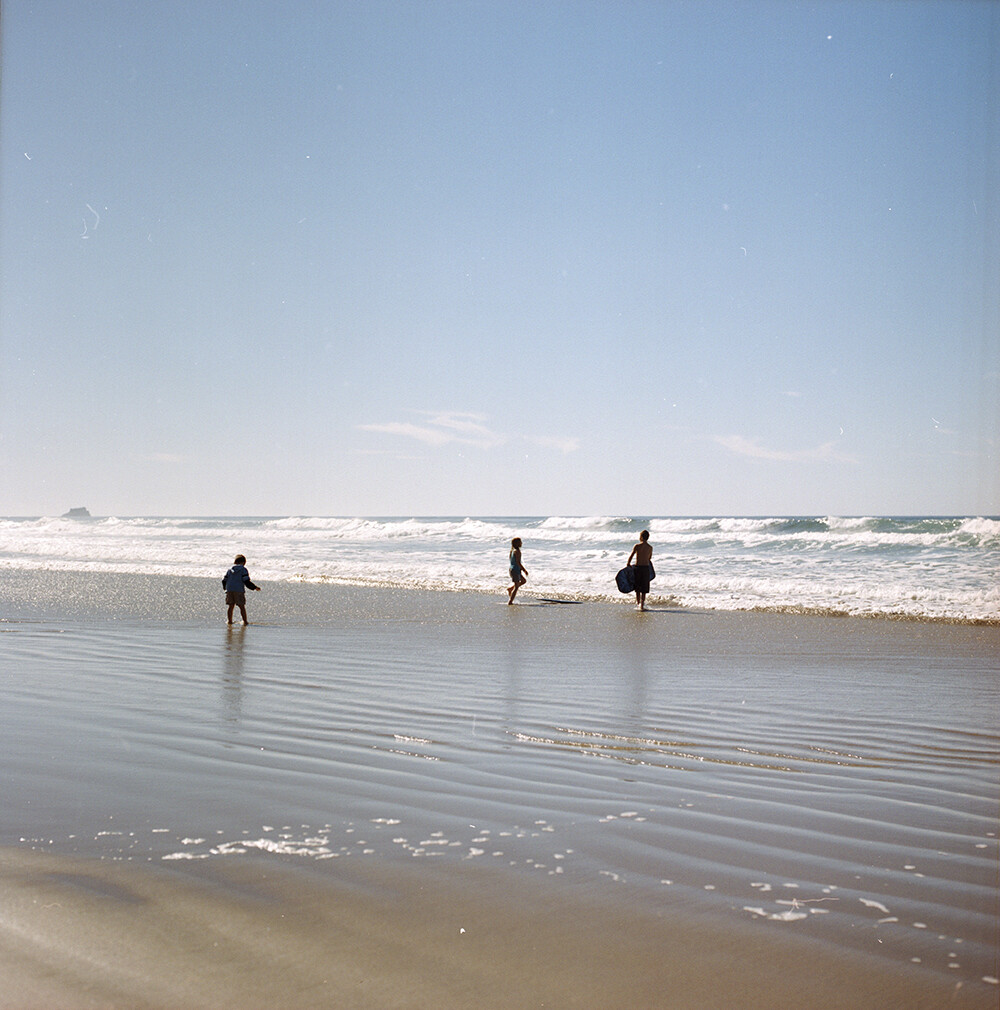 Arcadia Beach State Recreation Site
段海滩很小，南北两侧被巨大的岩石阻隔，平时只有1英里。然而如若运气好碰上落潮时分，待海水退下却能有6英里的海滩。
行驶在101公路上，我们每经过一处海滩都会下车走走。九月底的阳光尚存几分夏日的余味，仍然炽烈却不再咄咄逼人般灼热。光线比盛夏时更清透了几分，海面上波光熠熠，正适合拍照。