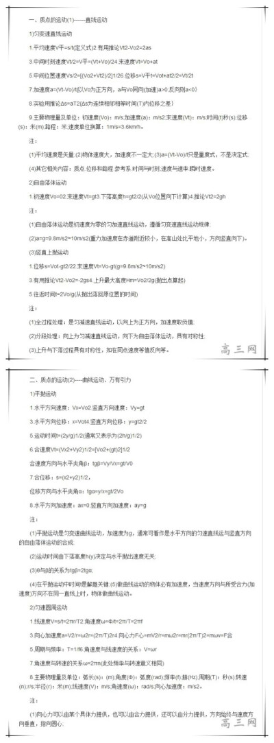 高中物理公式大全
图源见水印