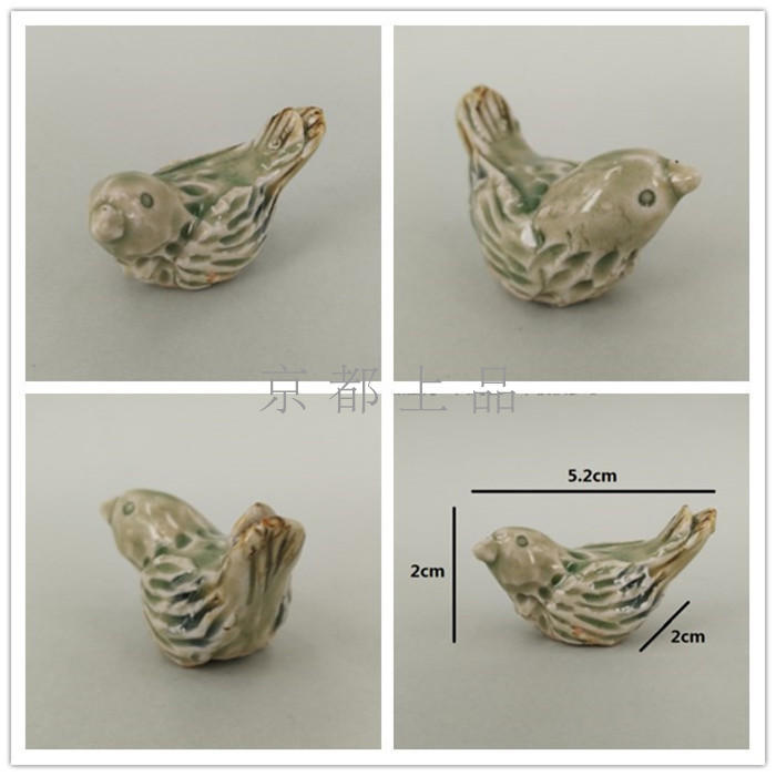 日本进口 京都清水烧手绘 小鳥(緑) 筷枕 5.2cm*2cm*2cm