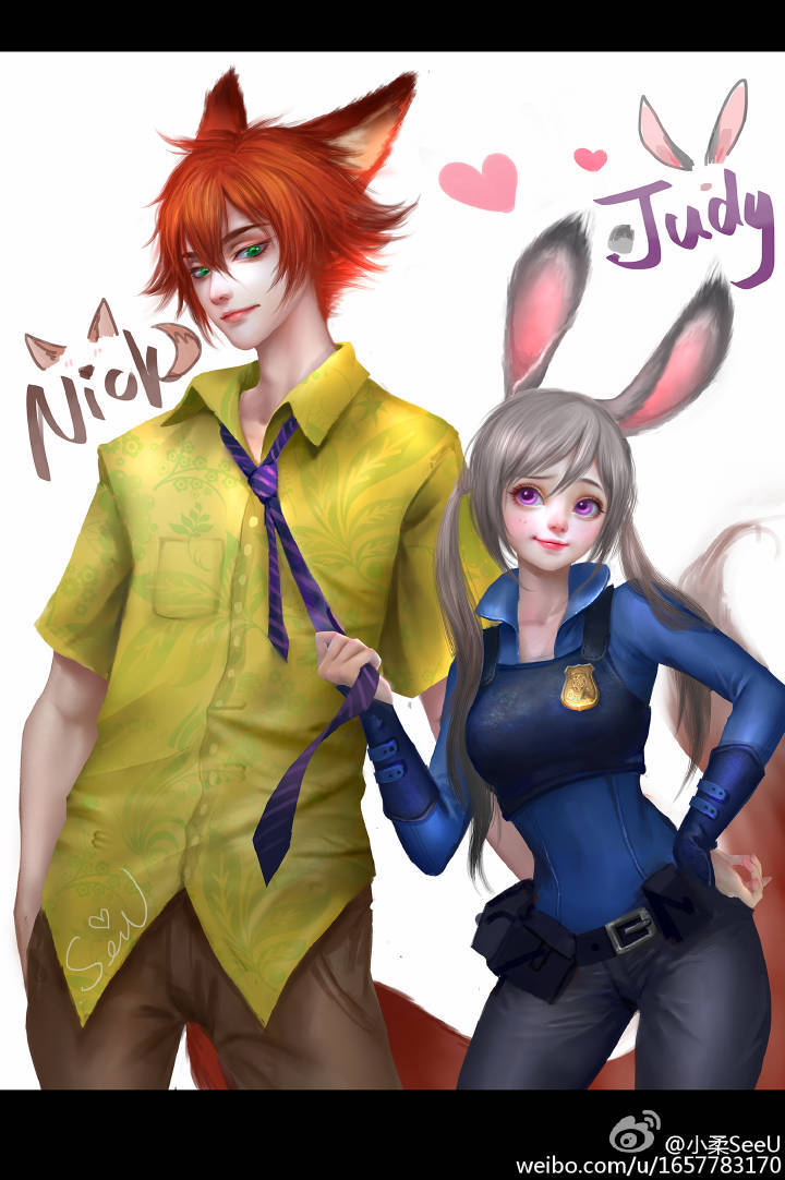 疯狂动物城 Nick and Judy 小柔sssU绘