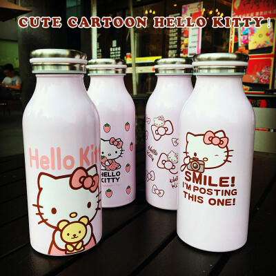 Hello Kitty卡通凯蒂猫可爱保温杯子女士不锈钢便携儿童带盖水瓶