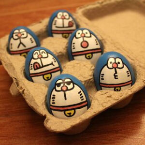 鸡蛋壳画、哆啦A梦