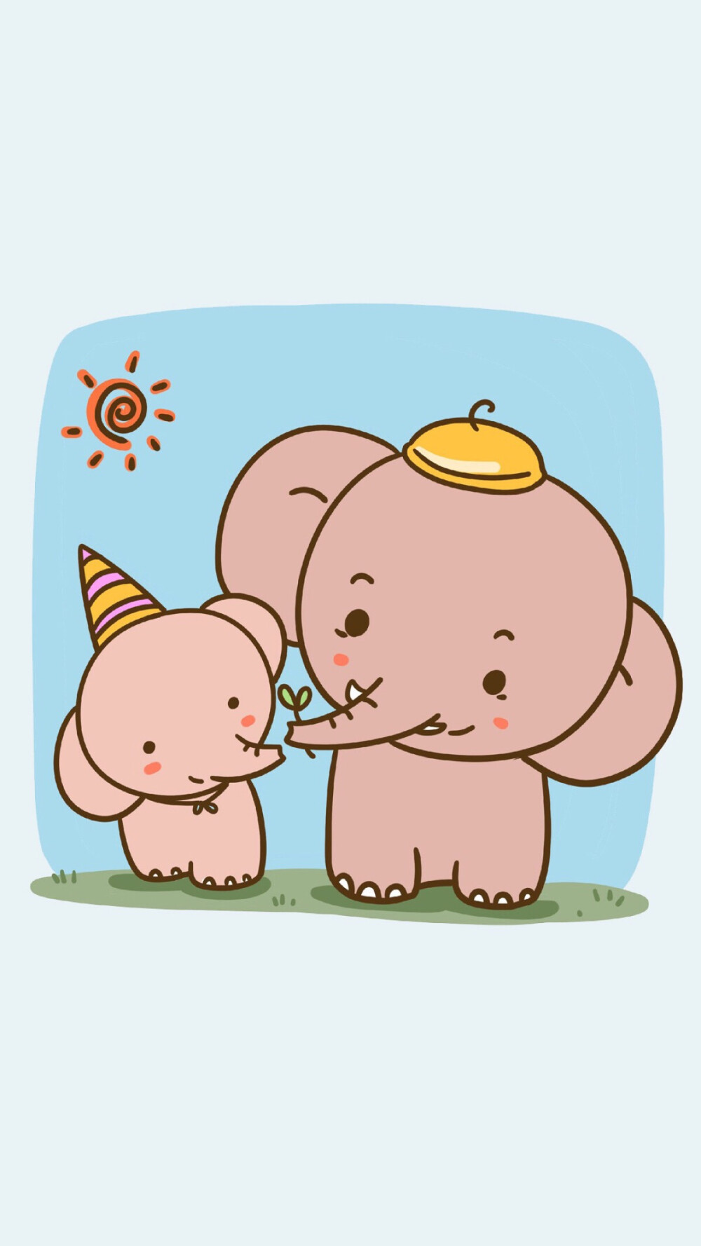亲子系列可爱简单卡通大象壁纸78637871