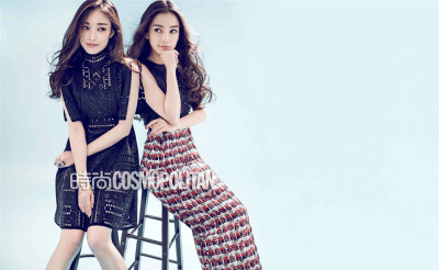 2015《COSMOPOLITAN 时尚》九月刊封面：倪妮、angelababy（杨颖）（两小花共同登上封面，对比之下见真知，倒是谁也不输谁，表现都挺好，都很美呢✧(≖ ◡ ≖✿)）