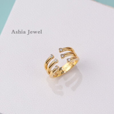 ashia jewel 美国流行baublebar开口镶钻金色潮人戒指指环 时尚女