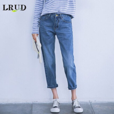 LRUD2016秋装新款韩版女装高腰牛仔裤女宽松九分裤小脚裤铅笔裤