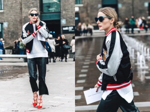 Olivia Palermo 时尚穿搭 身穿Topshop的Bomber Jacket（飞行员夹克）