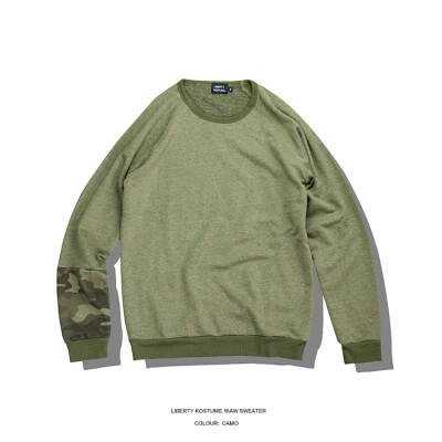 LIBERTY KOSTUME camo sweater 手袖拼接迷彩针织毛圈棉插肩卫衣