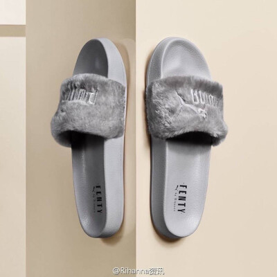 FENTY PUMA BY RIHANNA 人造皮草拖鞋【The Fur Slide】灰色款