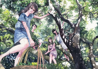 夏-馬豆子_水彩,原创,插画,女孩_涂鸦王国插画