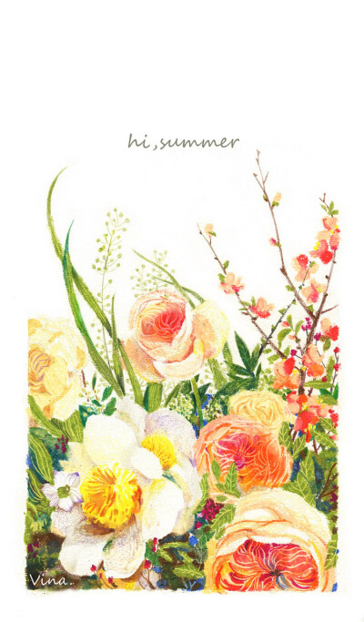 hi，summer-度薇年_度薇年,油画棒,手绘,插画_涂鸦王国插画