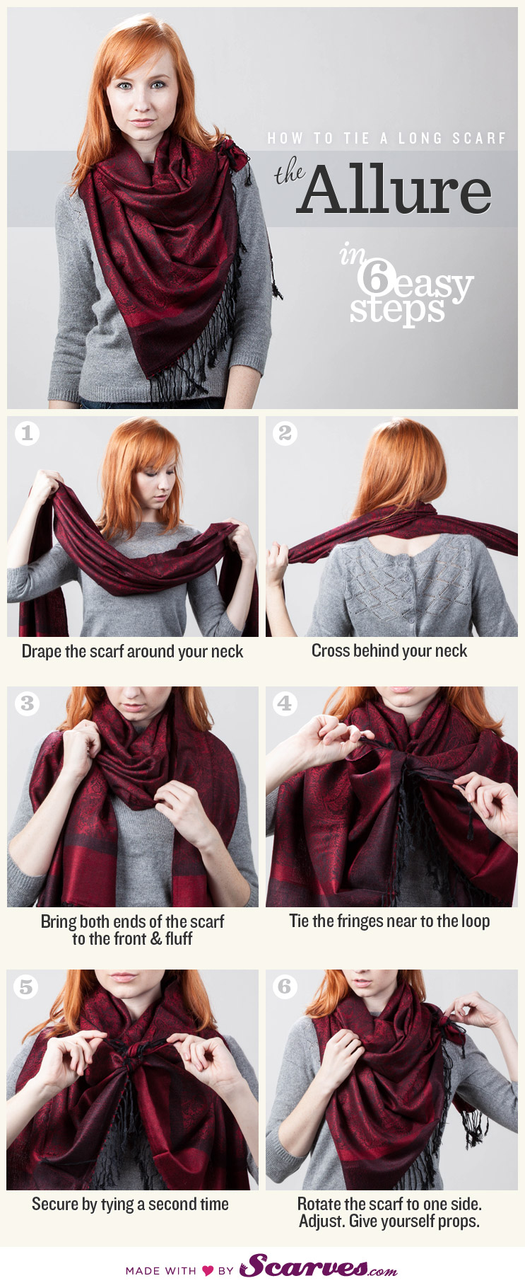 How to tie a long scarf: The Allure