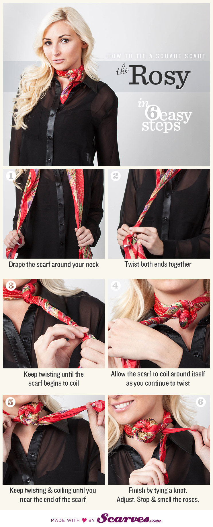 How to tie a square scarf: The Rosy