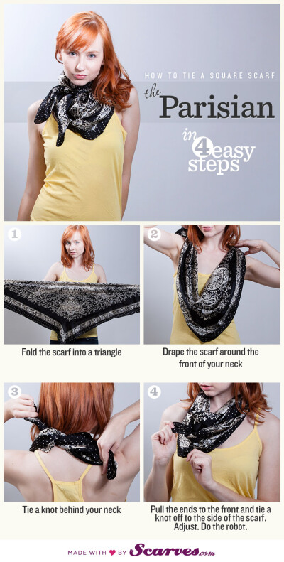 How to tie a square scarf: The Parisian