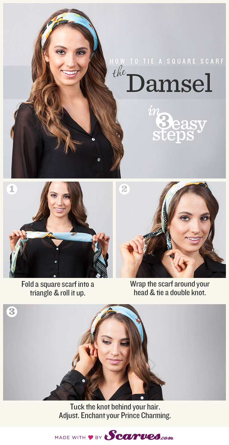 How to tie a square scarf: The Damsel