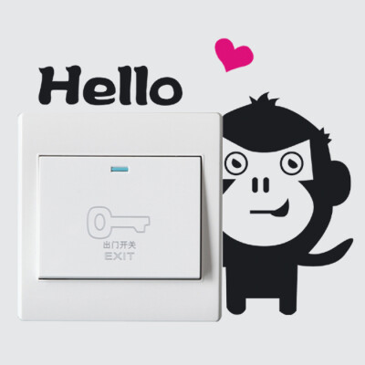 墙贴纸客厅墙壁开关贴画卧室温馨插座贴装饰品儿童房间卡通小动物