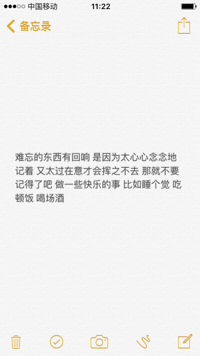 难忘的东西有回响 是因为太心心念念地记着 又太过在意才会挥之不去 那就不要记得了吧 做一些快乐的事 比如睡个觉 吃顿饭 喝场酒