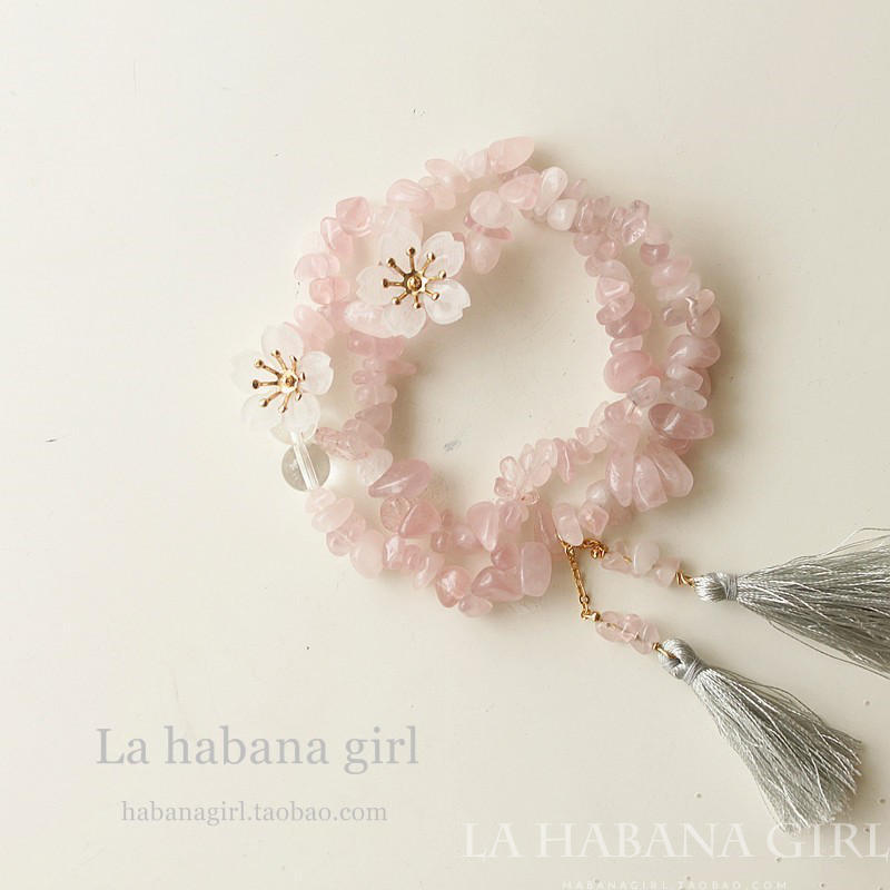 La habana girl&hearts;高端手作&hearts;日系樱花果冻粉晶流苏樱花缘樱