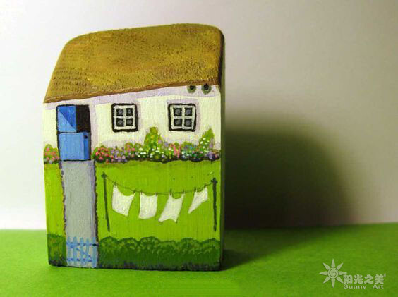 木头 手绘 小房子 儿童