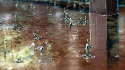 动画电影《言叶之庭》中唯美下雨场景动态GIF图片