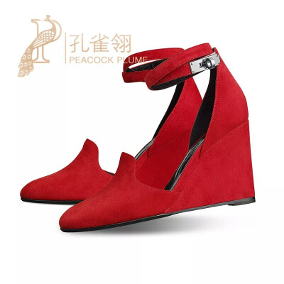 Hermes Parfums/爱马仕女鞋16春款坡跟高跟鞋单鞋H152117Z 02360