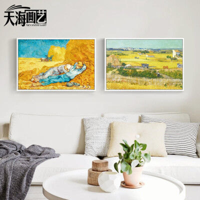 天海画艺梵高油画横幅美式乡村客厅装饰画田园卧室挂画沙发墙挂画