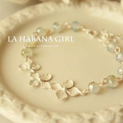 La habana girl♥手作♥淡彩奥地利水晶 简约四叶草 手工手链