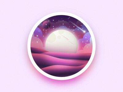 Space mountains badge. 太空山勋章。 来自追波设计师 Julien。晚安。