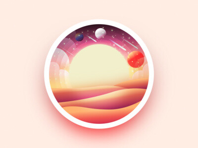 Space mountains badge. 太空山勋章。 来自追波设计师 Julien。晚安。