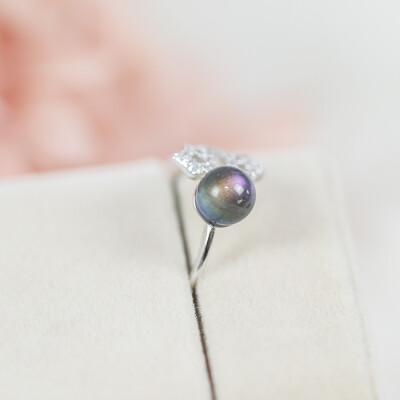 印度设计师手工天然罕见高品质紫光拉长石开口调节星925纯银戒指