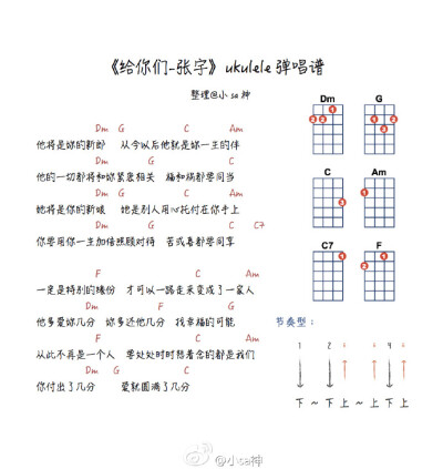 《给你们-张宇》尤克里里ukulele弹唱谱