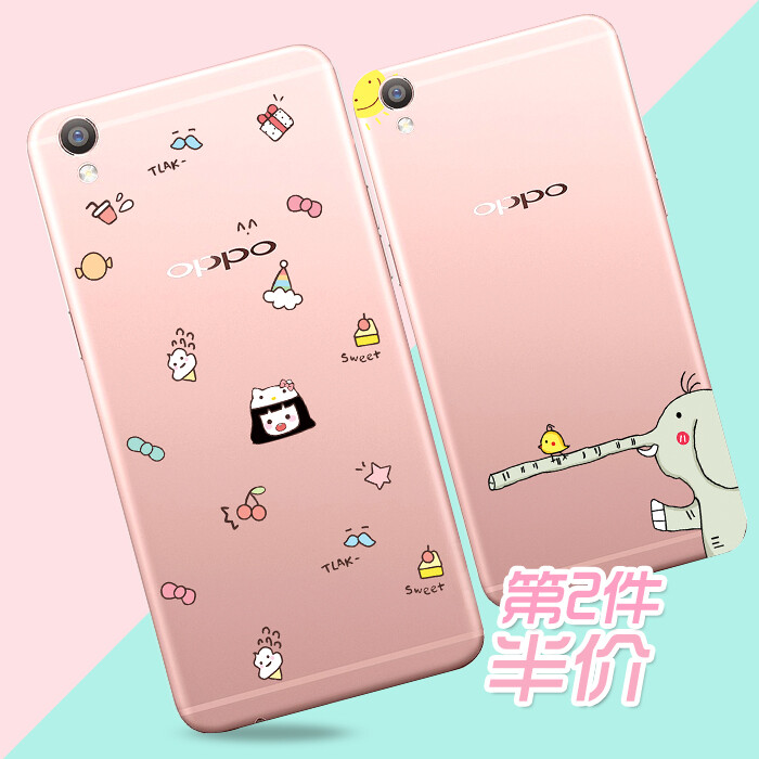 日韩卡通oppo R9手机壳R9Plus超薄透明硅胶软挂绳创意保护套女款