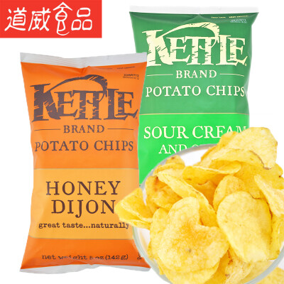 美国进口可特Kettle Brand薯片蜂蜜芝士洋葱烧烤味142g包零食