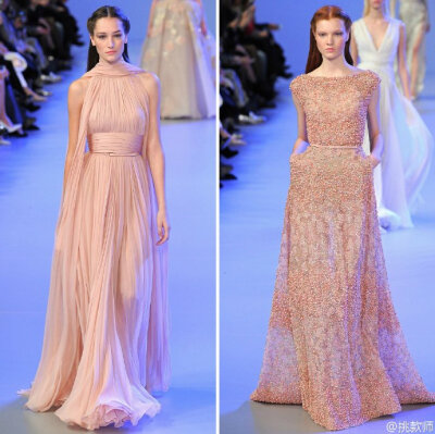 Elie Saab Spring 2014 Couture
艾莉·萨博(ElieSaab)的作品，一向都是以奢华高贵、优雅迷人的晚礼服而著称，宛如又一个VALENTINO。
艾莉·萨博(ElieSaab)的高级定制女装秀，以华丽风格取胜，运用丝绸闪缎、珠光面料、…